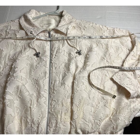Anthropologie Cropped Lace Bomber Jacket Cream Embroidered Textured Small - Picture 11 of 13